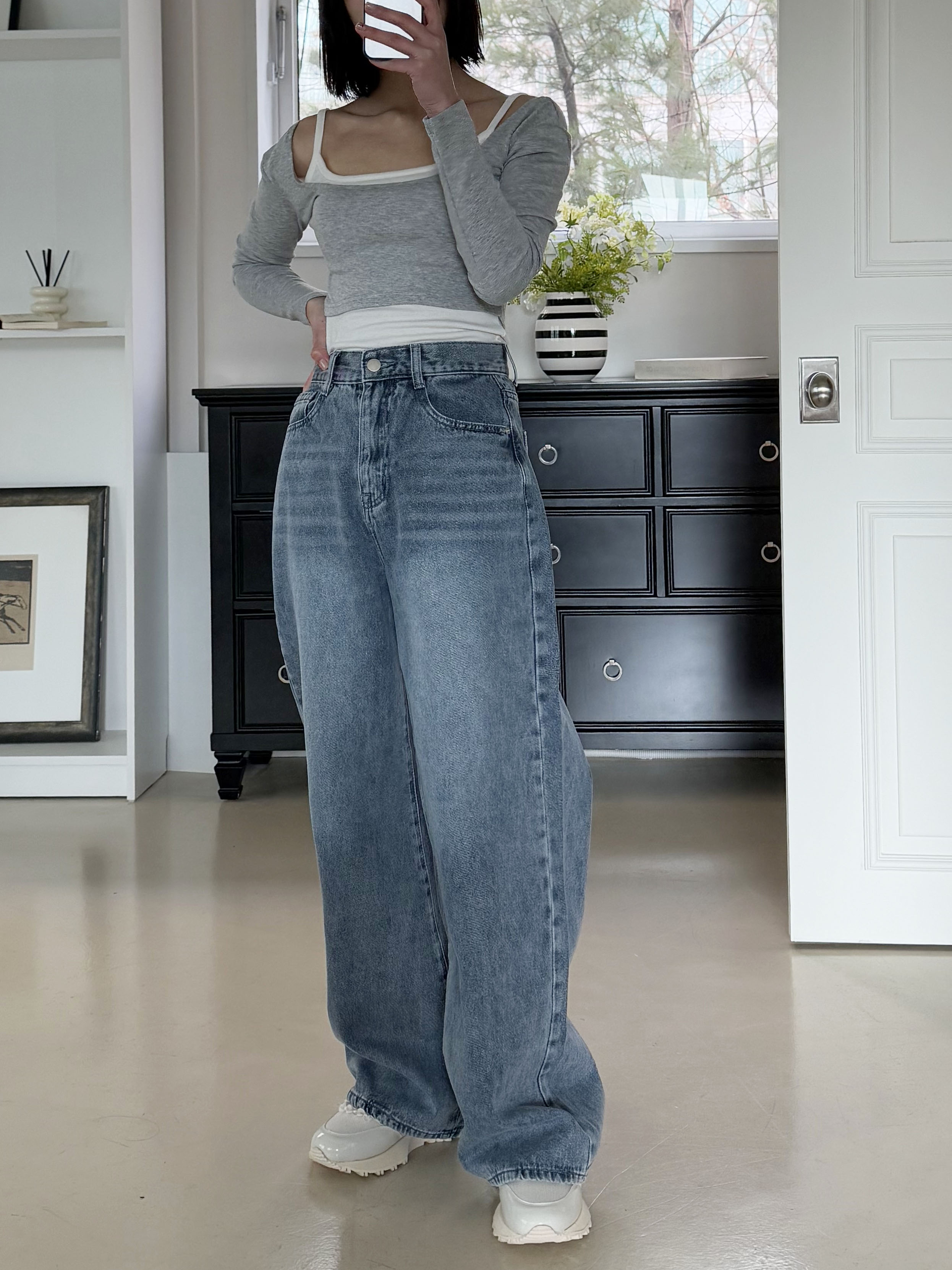 ライトブルーウォッシングワイドデニムパンツ | 詳細画像3