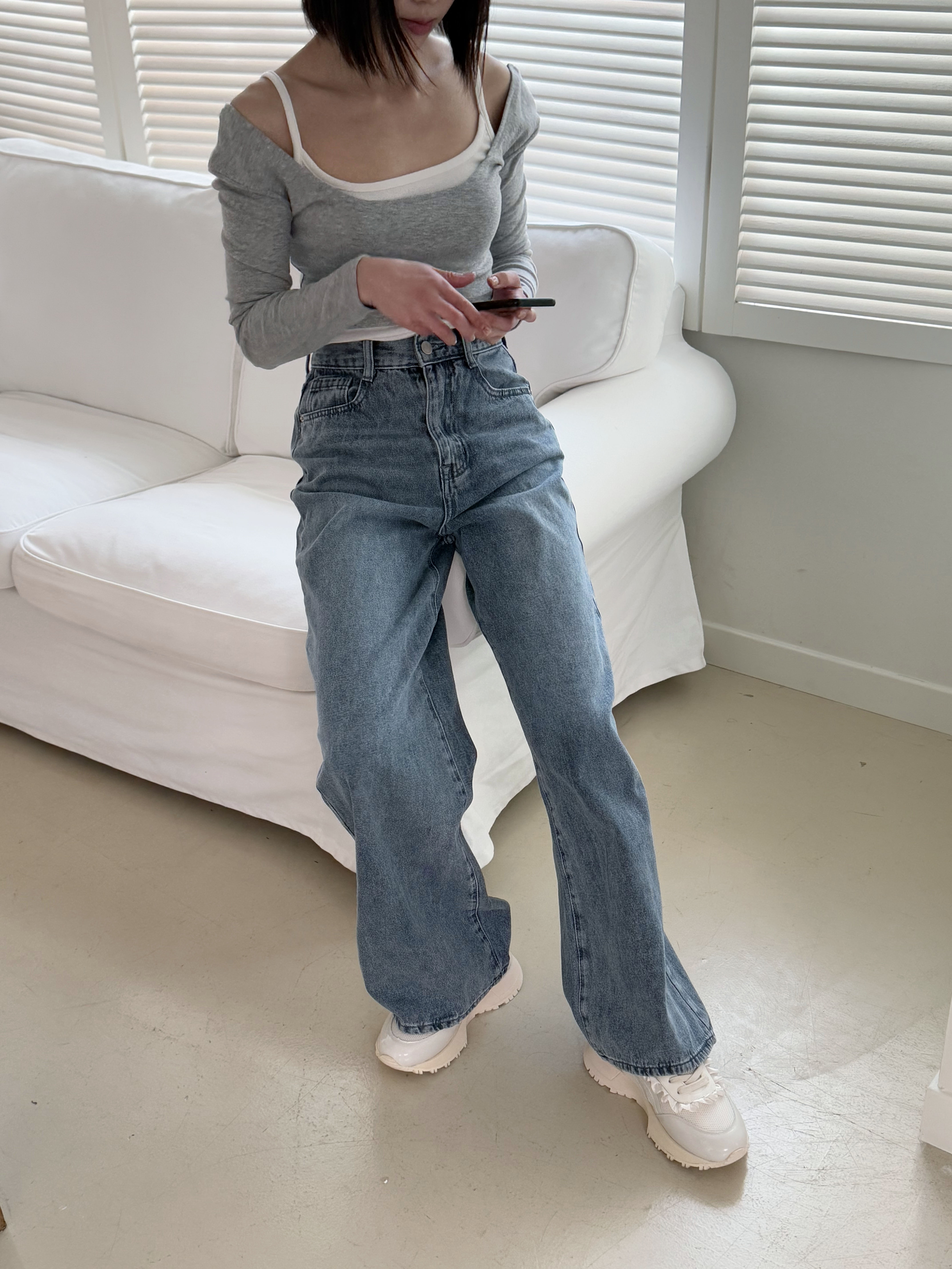 ライトブルーウォッシングワイドデニムパンツ | 詳細画像6