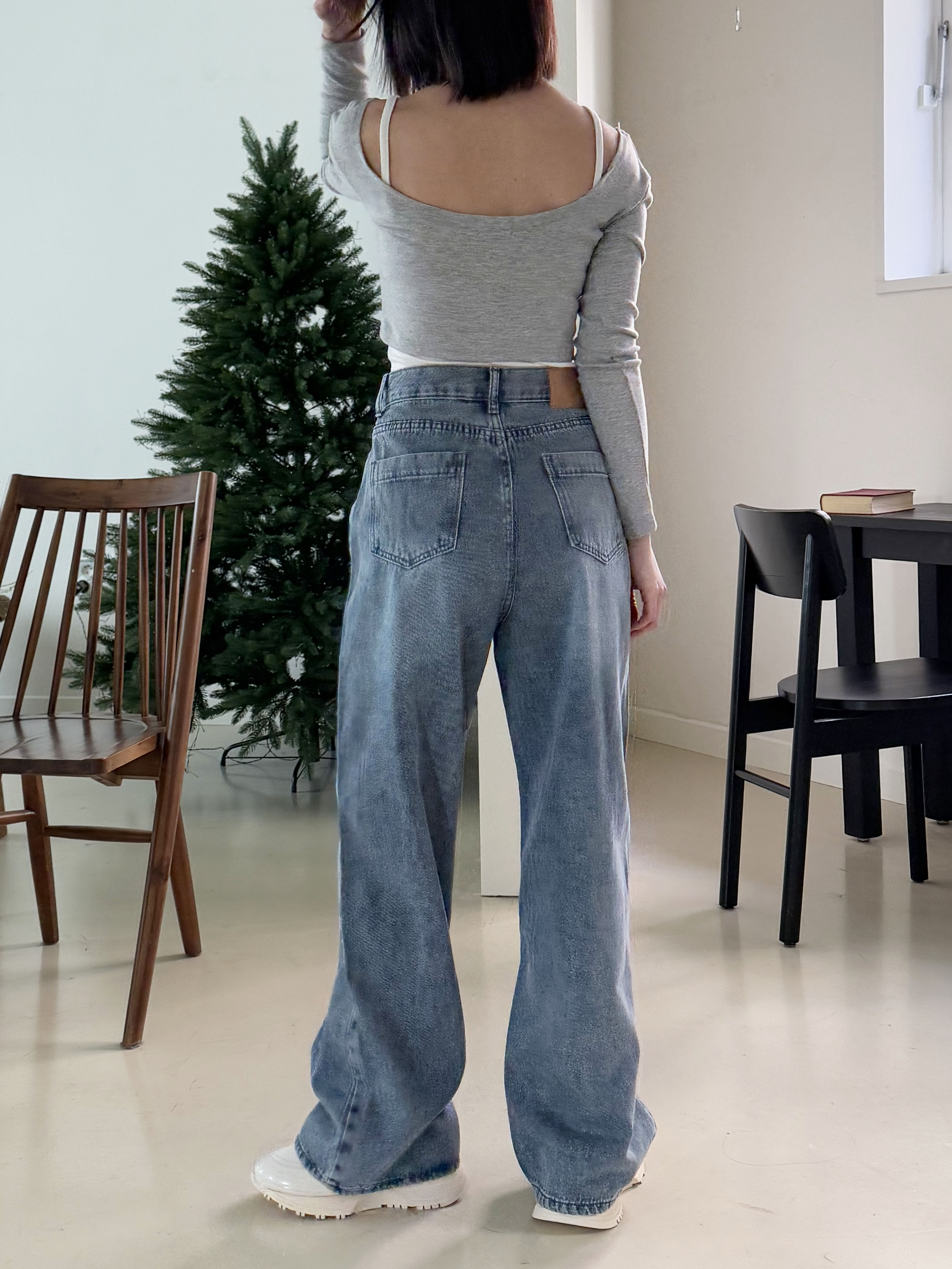 ライトブルーウォッシングワイドデニムパンツ | 詳細画像11