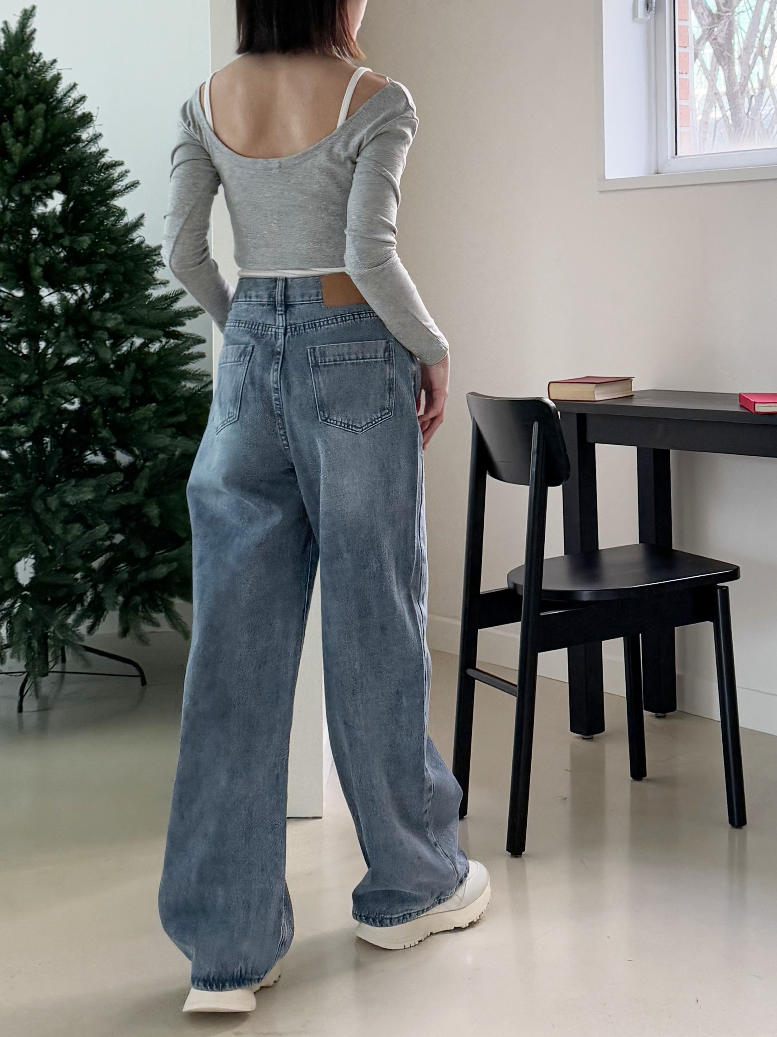 ライトブルーウォッシングワイドデニムパンツ | 詳細画像12