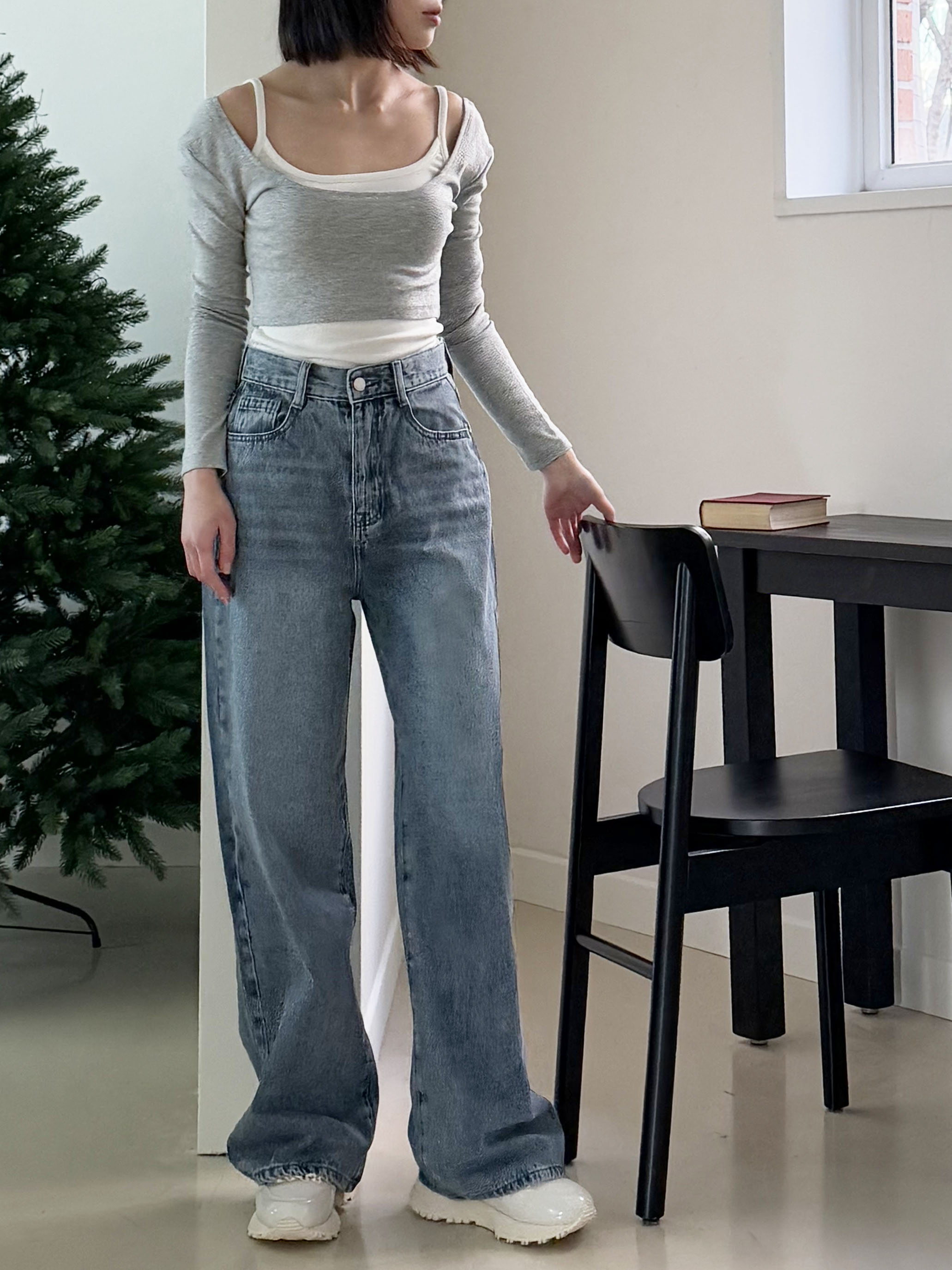 ライトブルーウォッシングワイドデニムパンツ | 詳細画像13