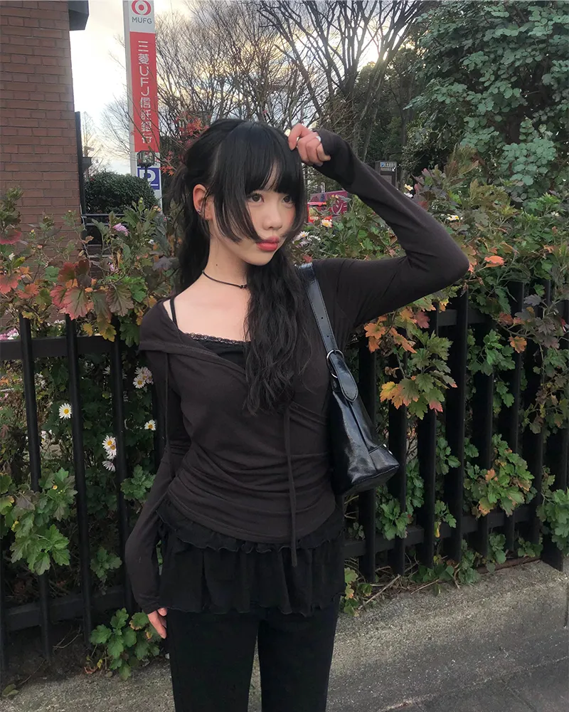 シャーリングカシュクールフードTシャツ | anyonemore | 詳細画像1
