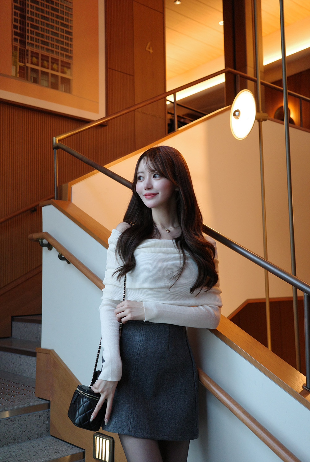 ウール混オフショルダーリブニット | 詳細画像4