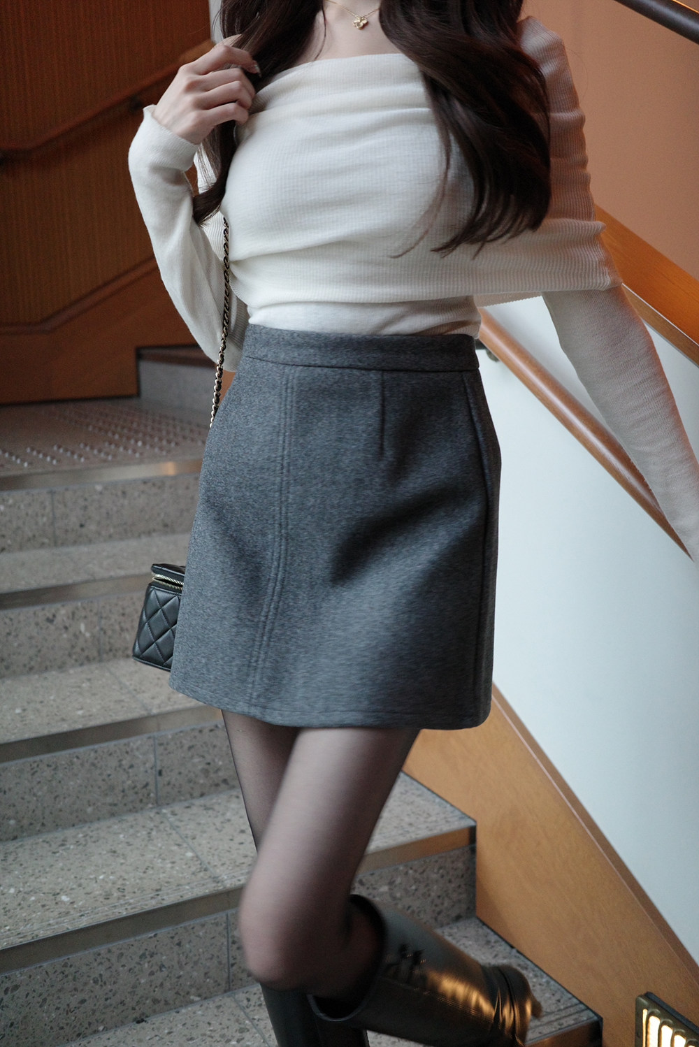 ウール混オフショルダーリブニット | 詳細画像10