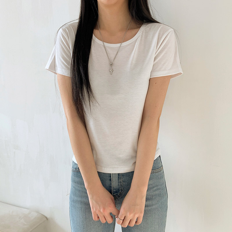 ラウンドネック半袖ショートTシャツ | 詳細画像3