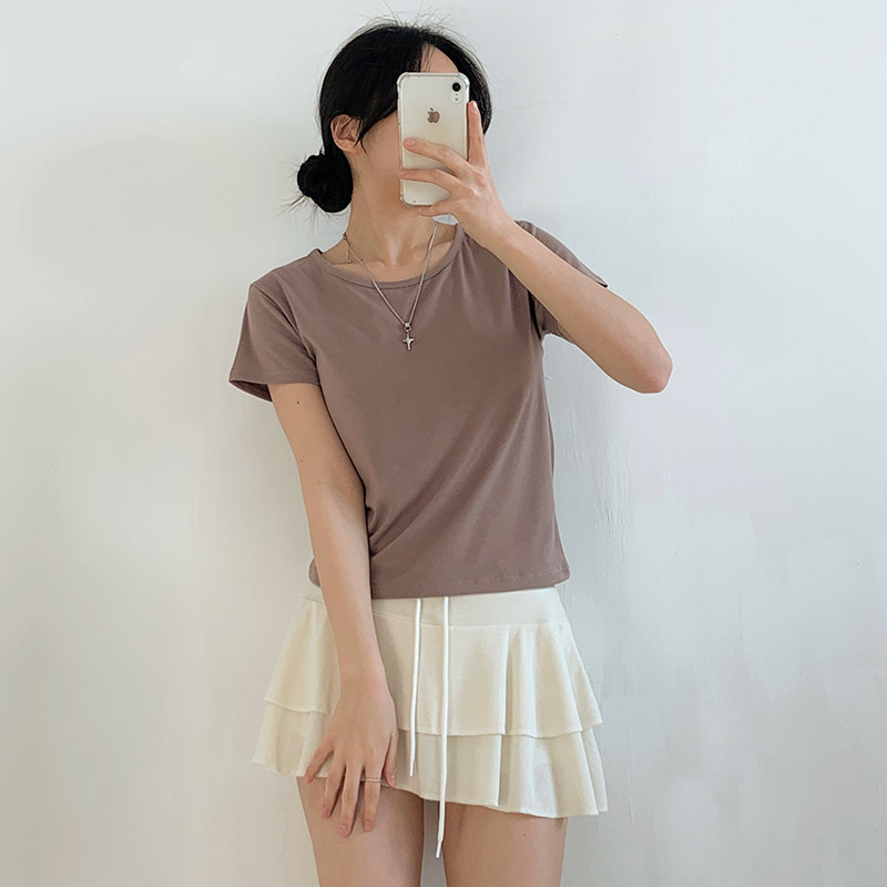 ラウンドネック半袖ショートTシャツ | 詳細画像12