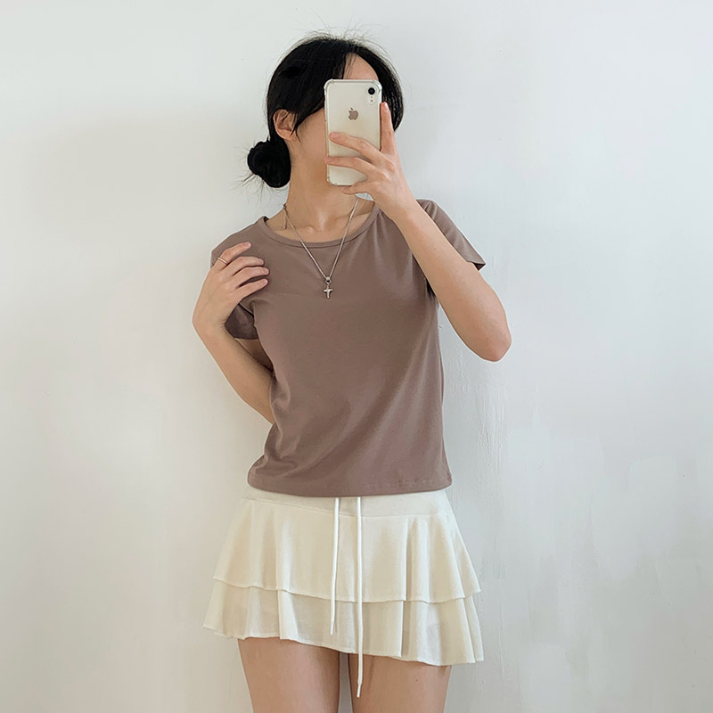 ラウンドネック半袖ショートTシャツ | 詳細画像13