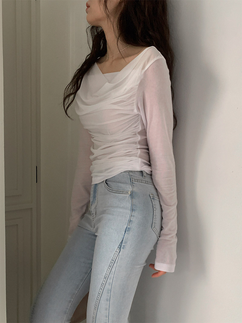 シフォンドレープシアースリムTシャツ | 詳細画像4