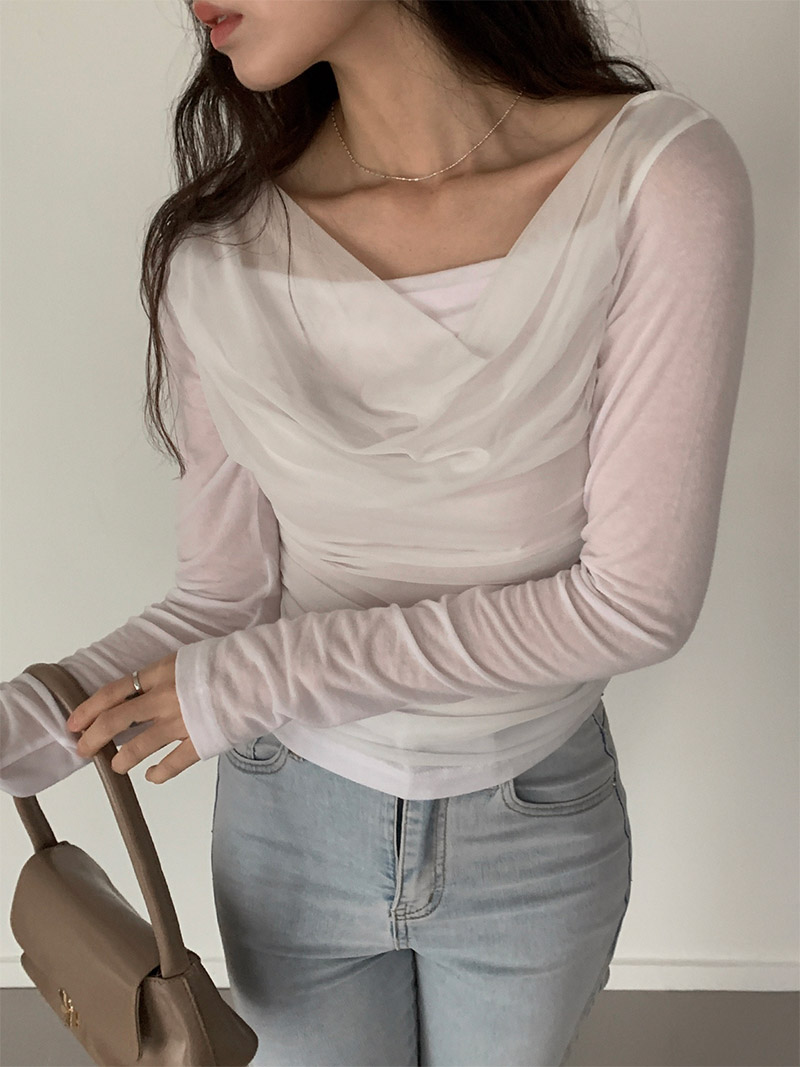 シフォンドレープシアースリムTシャツ | 詳細画像5