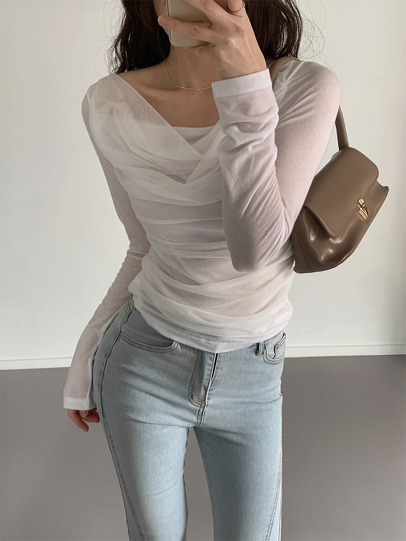 シフォンドレープシアースリムTシャツ | 詳細画像6