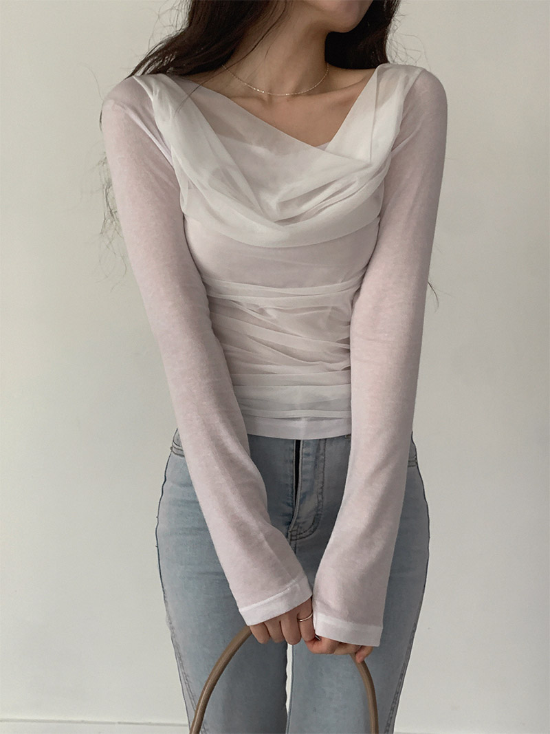 シフォンドレープシアースリムTシャツ | 詳細画像8