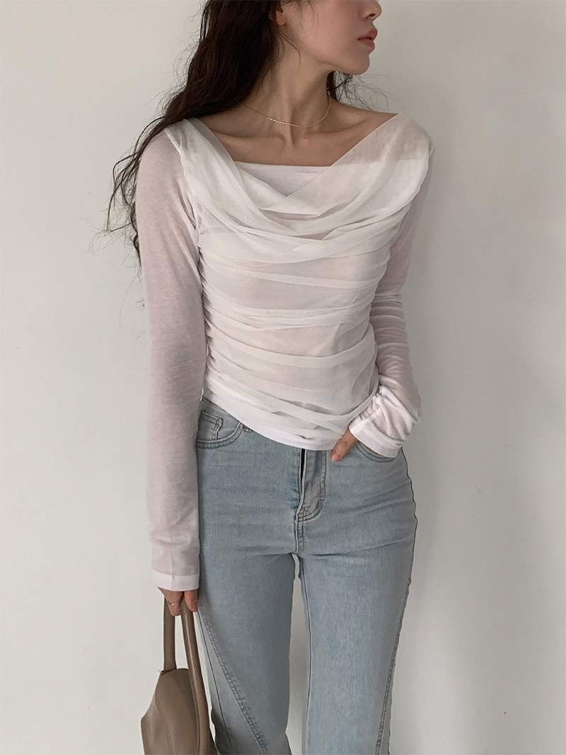 シフォンドレープシアースリムTシャツ | 詳細画像9