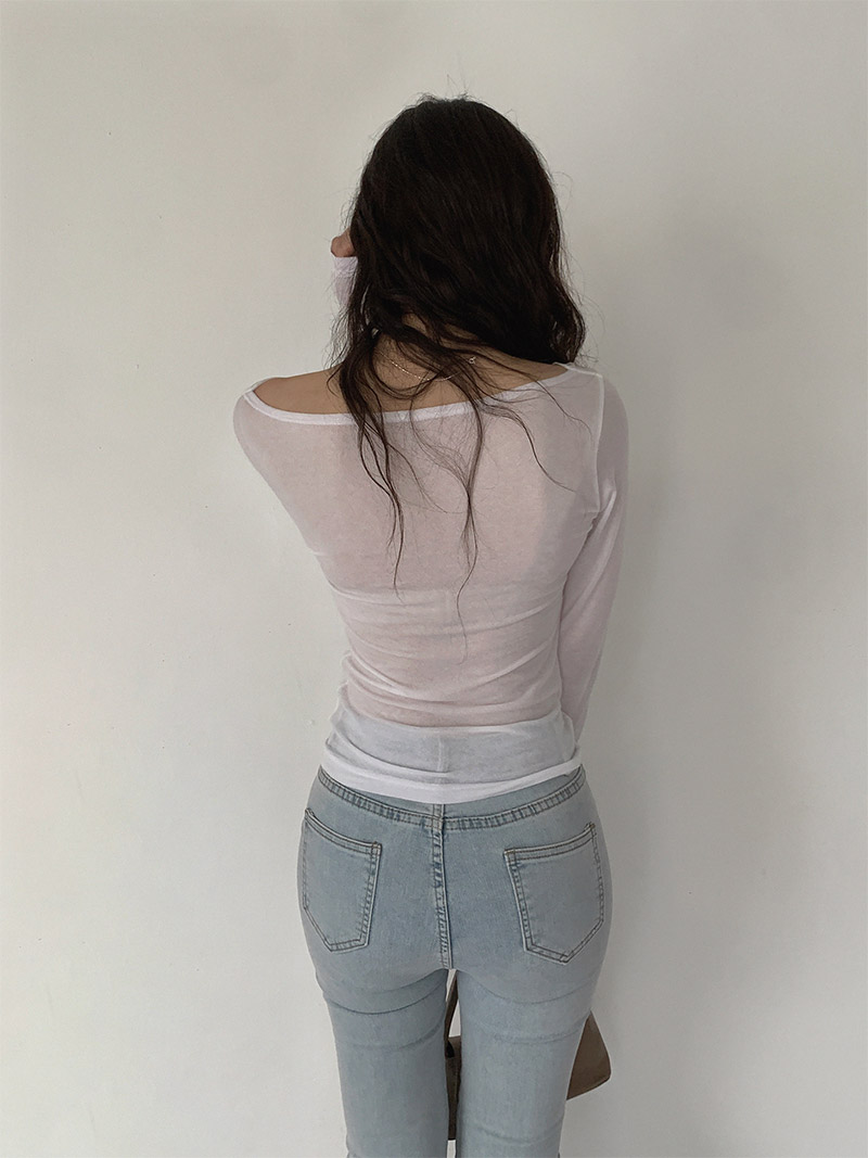 シフォンドレープシアースリムTシャツ | 詳細画像10