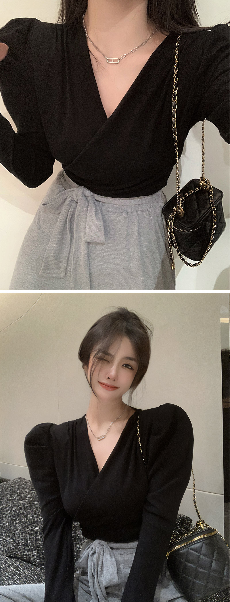 カシュクールパフスリーブTシャツ | 詳細画像8
