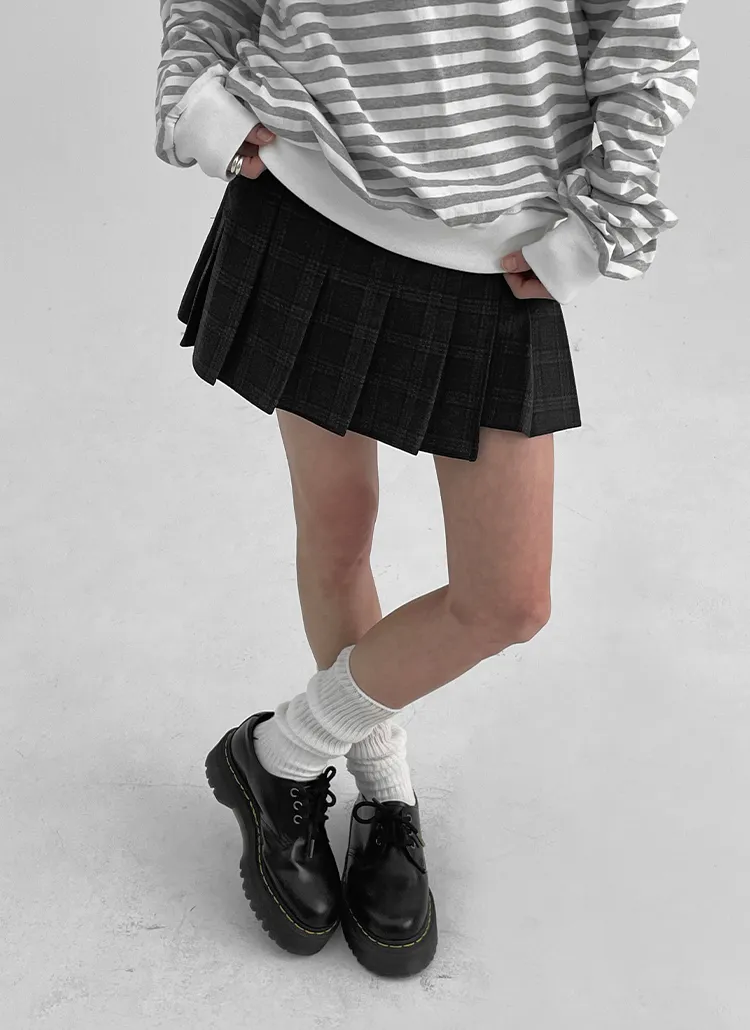 パンツ裏地チェックプリーツミニスカート | blackup | 詳細画像1