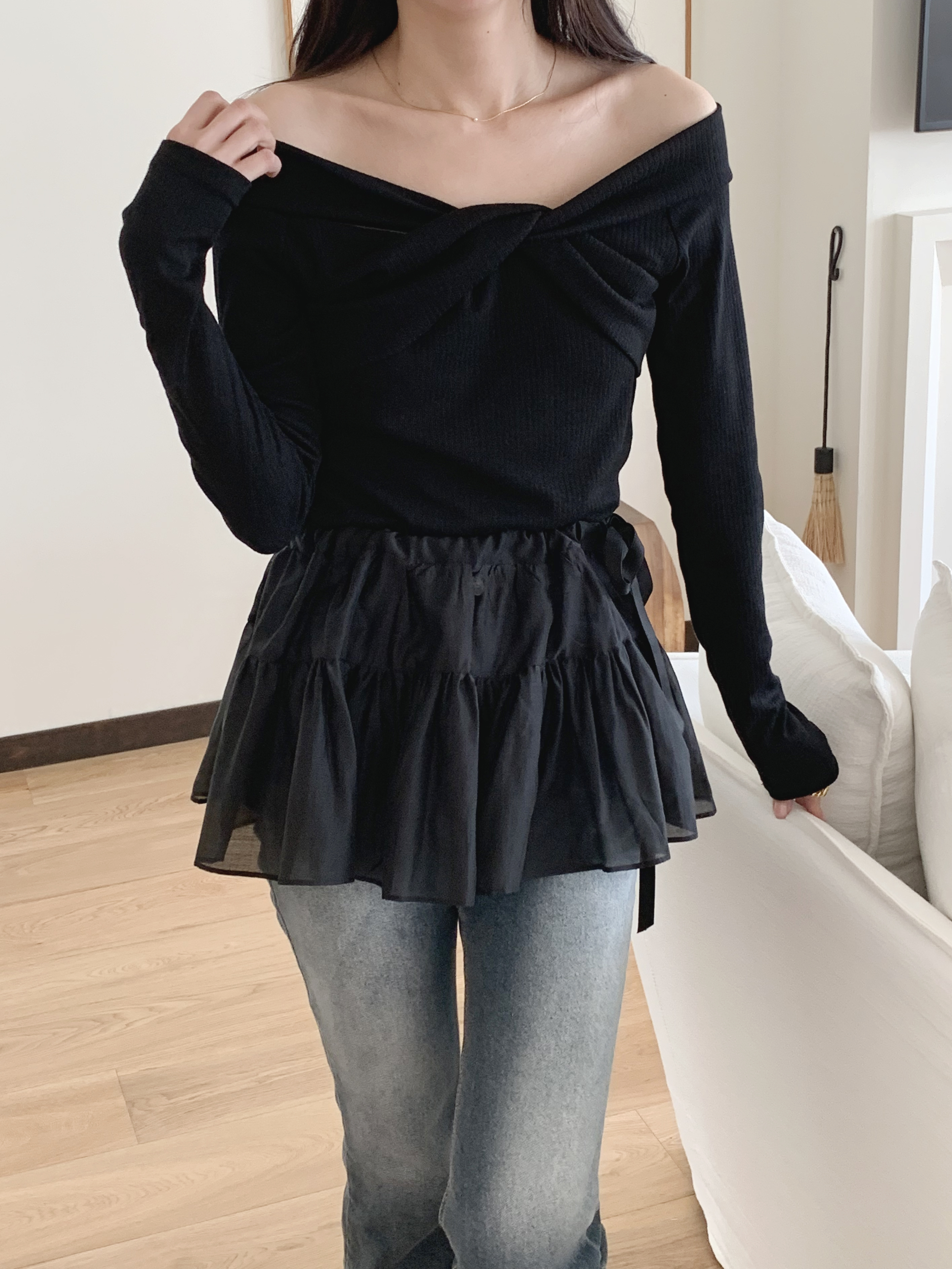 ツイストオフショルダーリブTシャツ | 詳細画像10