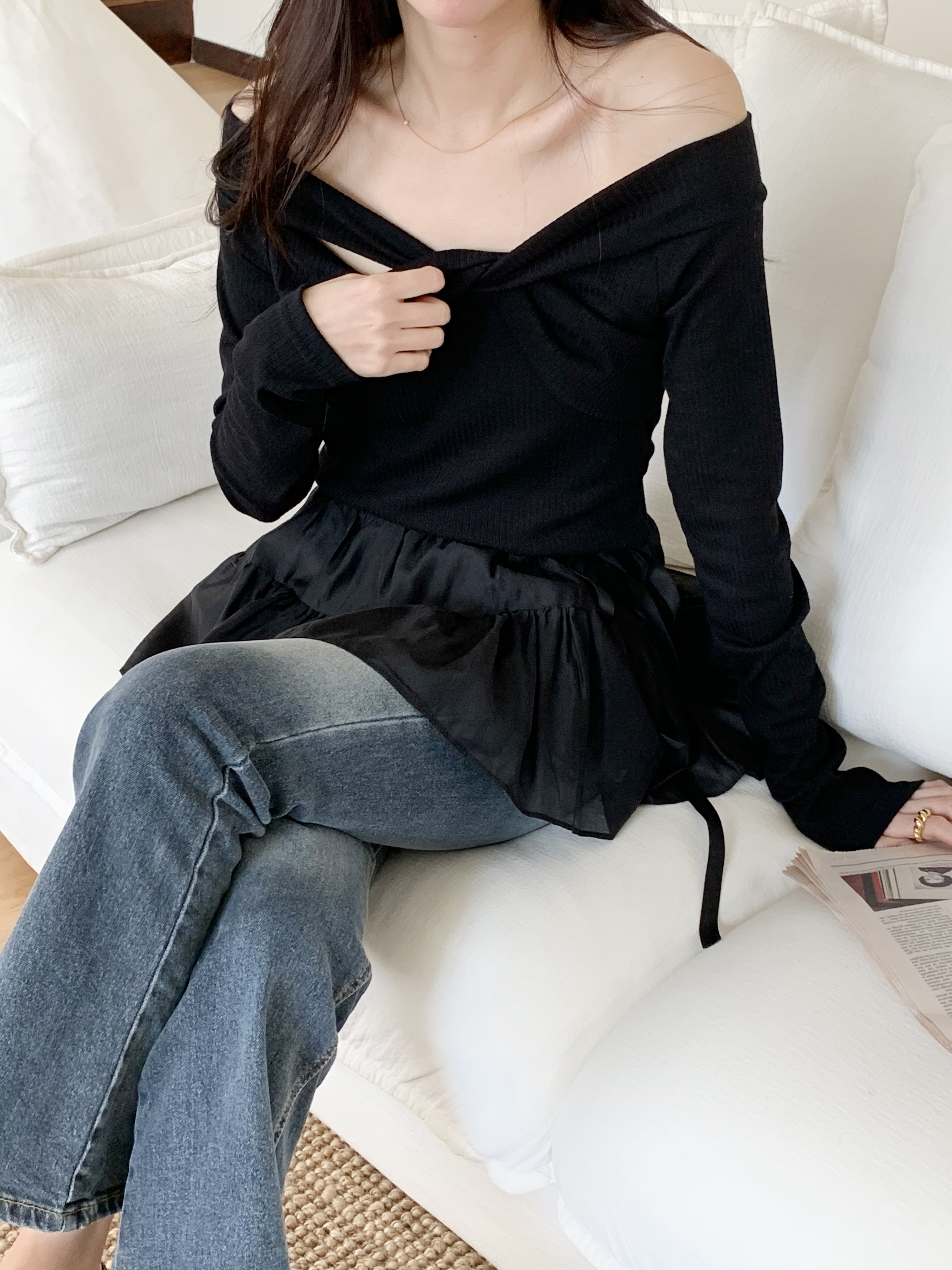 ツイストオフショルダーリブTシャツ | 詳細画像11