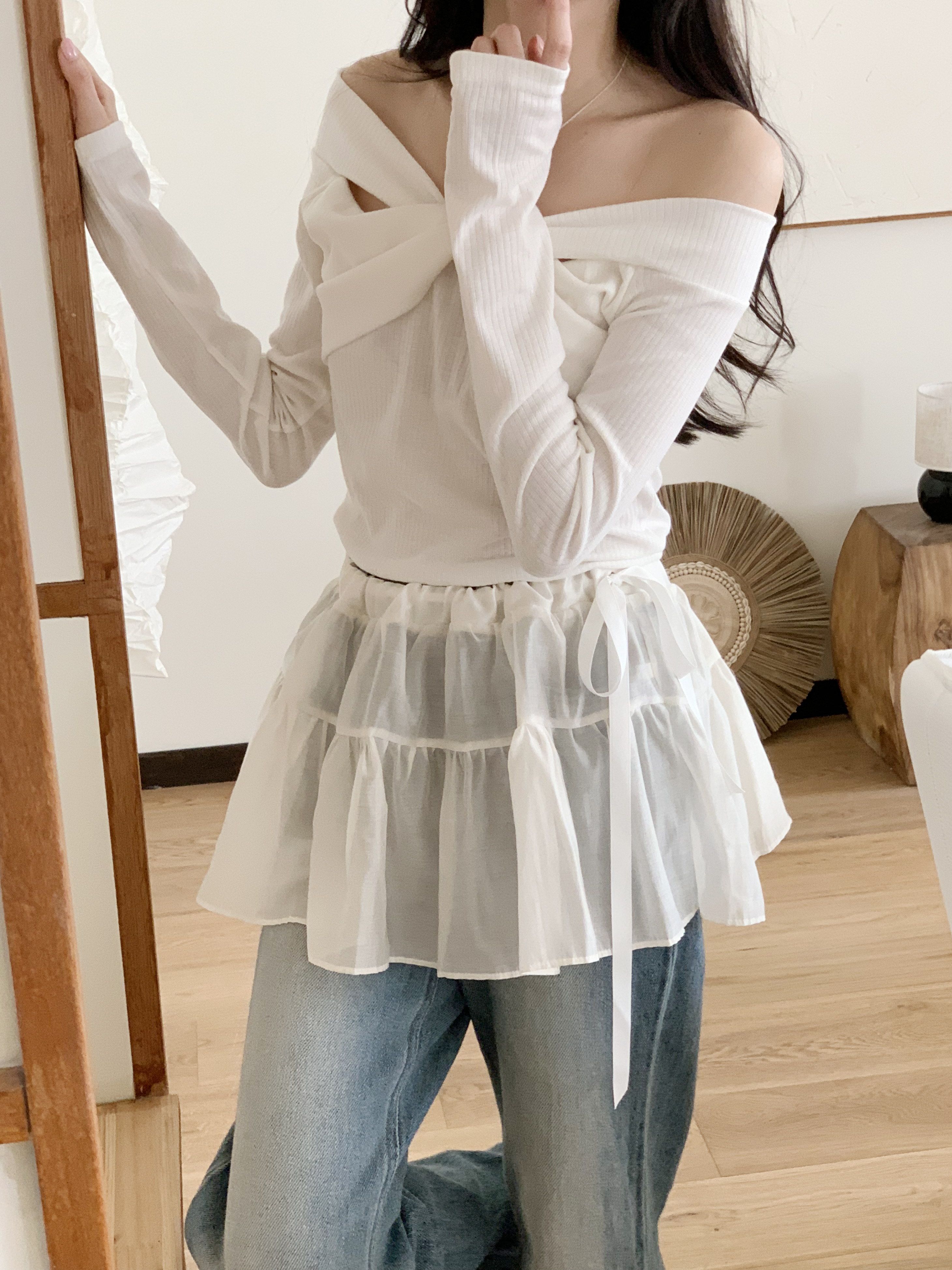 ツイストオフショルダーリブTシャツ | 詳細画像12