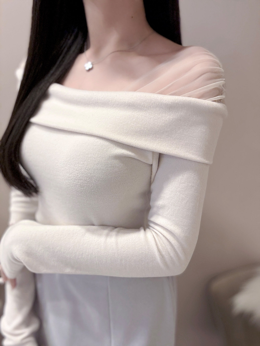 シースルーオフショルTシャツ | 詳細画像12