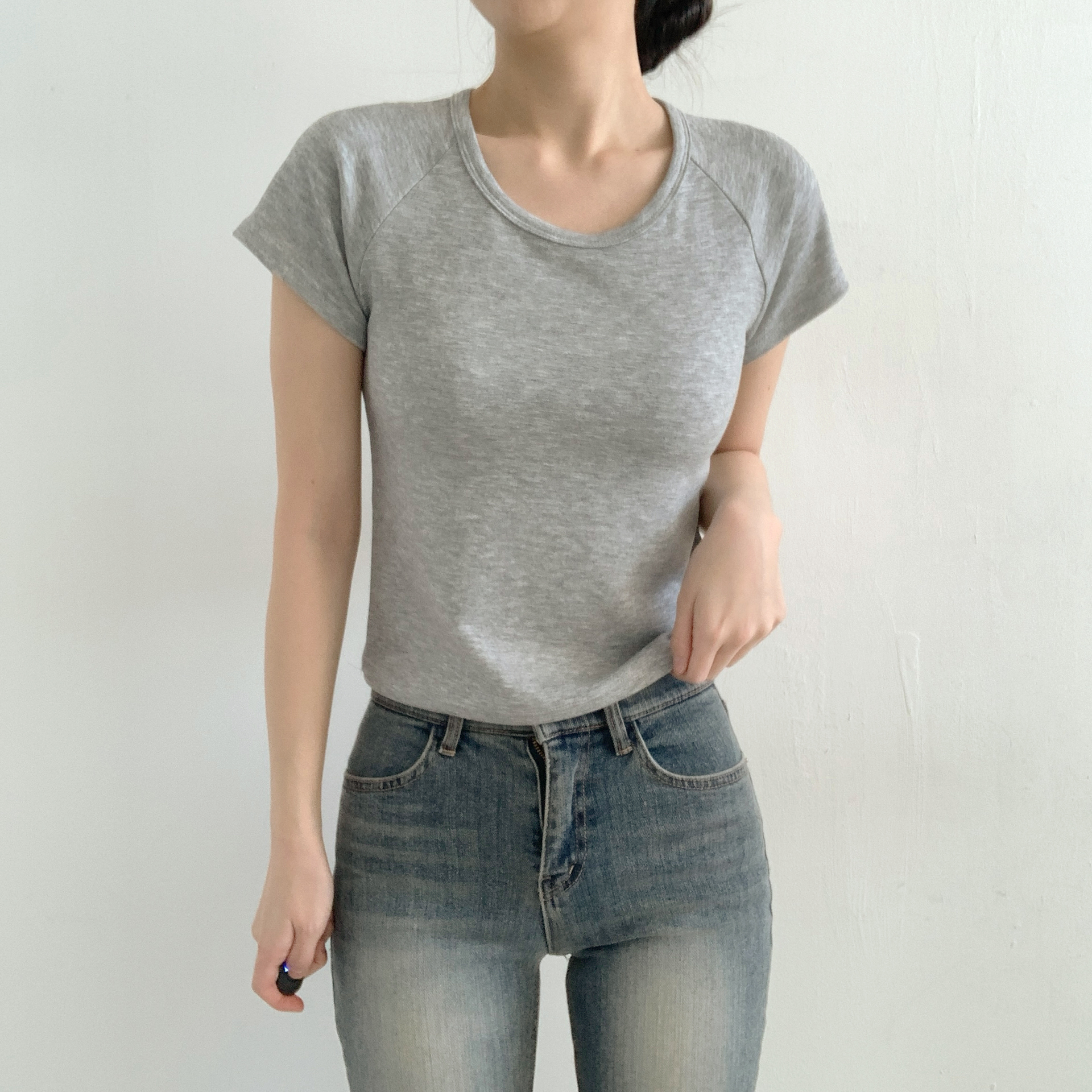 ラグラン半袖クロップドTシャツ | 詳細画像14