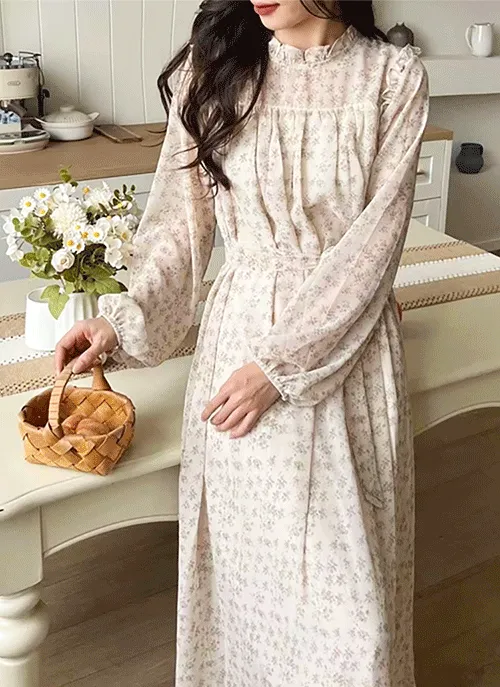 フリル花柄リボンシフォンワンピース | 詳細画像1