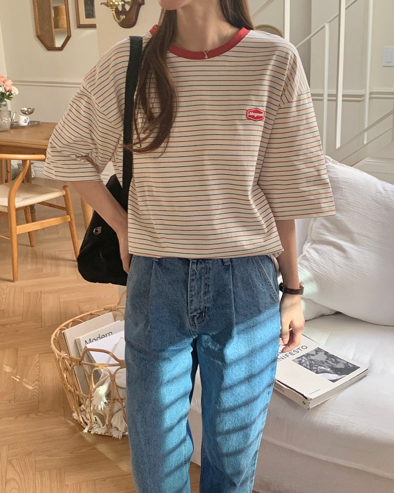配色ロゴボーダーボクシーTシャツ | 詳細画像3