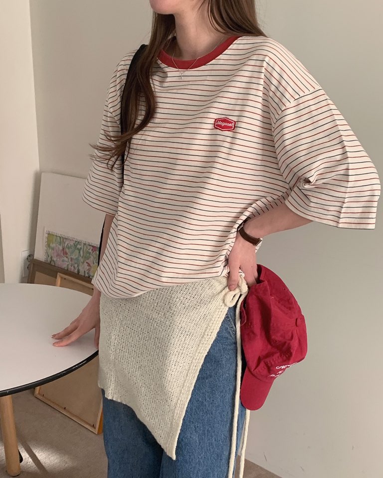 配色ロゴボーダーボクシーTシャツ | 詳細画像7