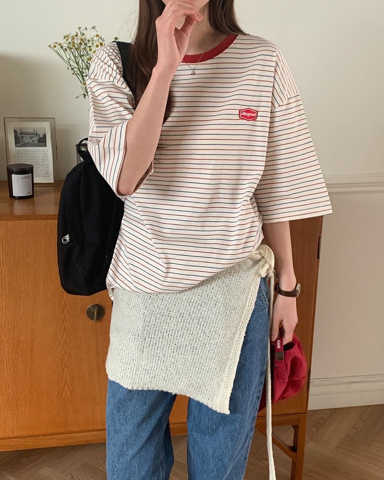 配色ロゴボーダーボクシーTシャツ | 詳細画像8