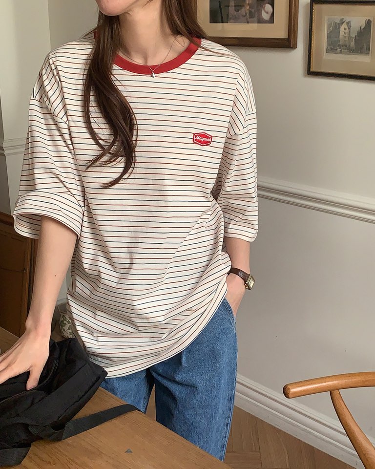 配色ロゴボーダーボクシーTシャツ | 詳細画像12