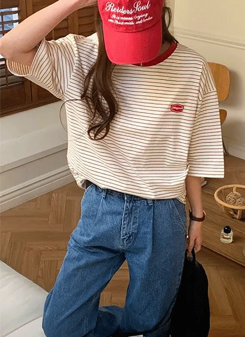 配色ロゴボーダーボクシーTシャツ | 詳細画像1
