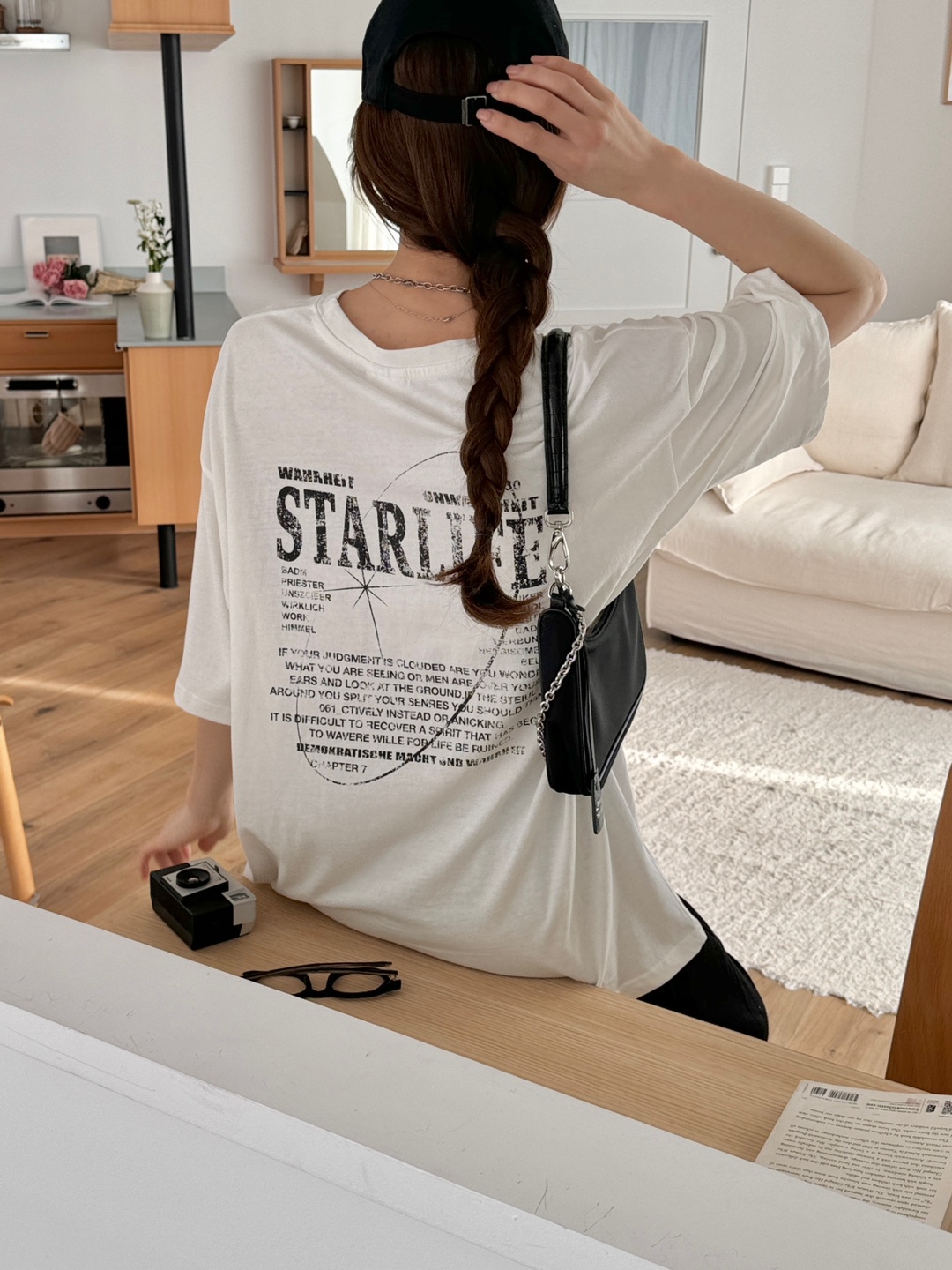 バックSTARLIFEプリントボクシーTシャツ | 詳細画像2
