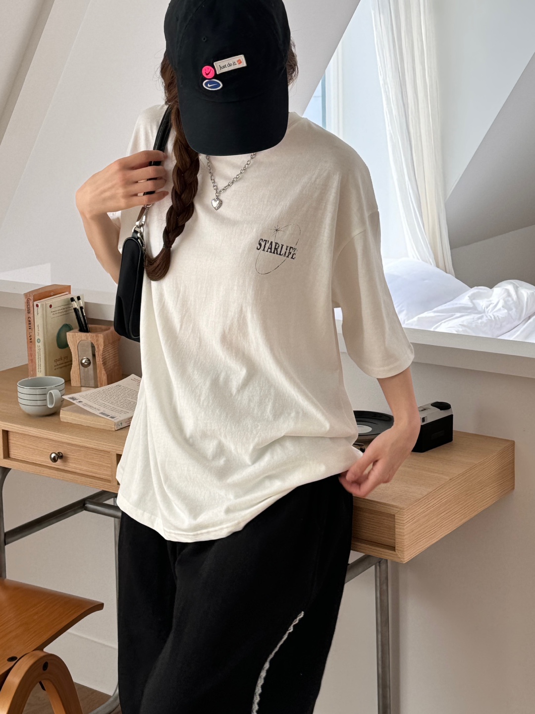 バックSTARLIFEプリントボクシーTシャツ | 詳細画像3