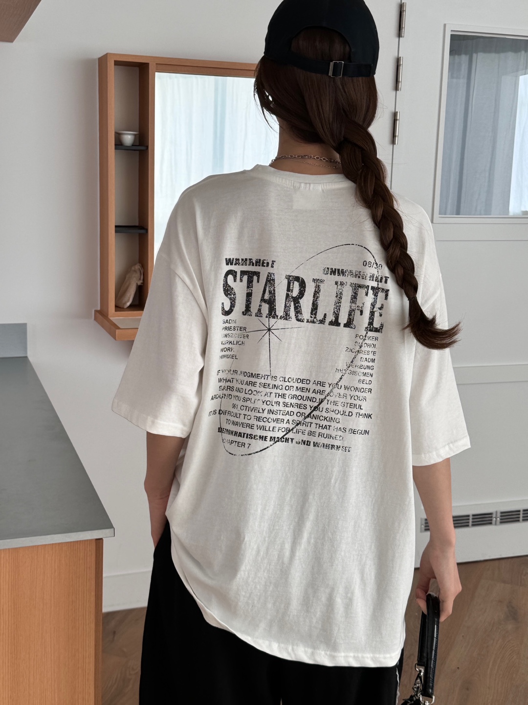 バックSTARLIFEプリントボクシーTシャツ | 詳細画像9