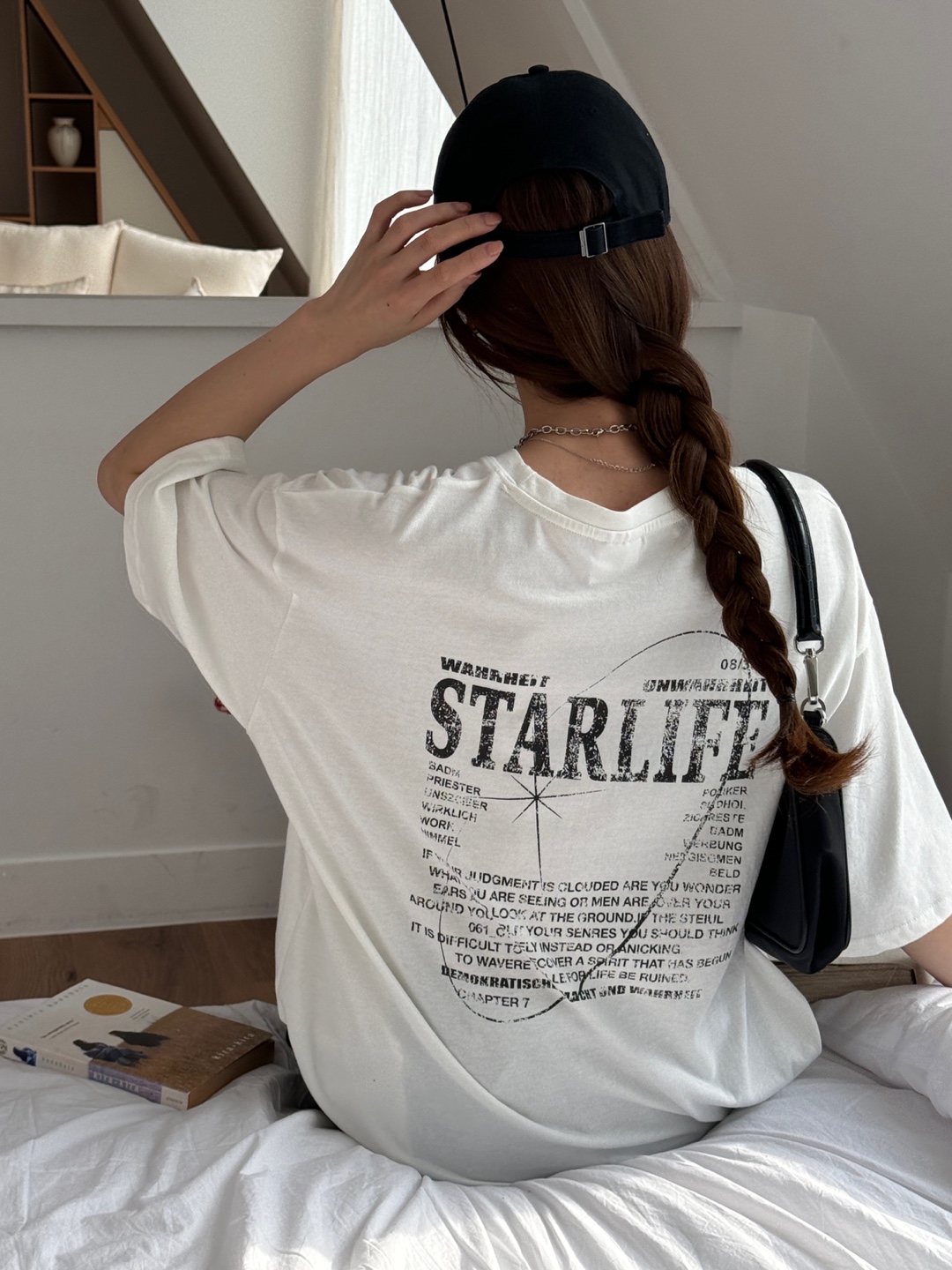 バックSTARLIFEプリントボクシーTシャツ | 詳細画像10