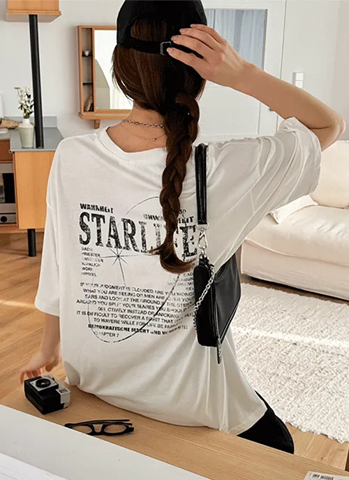 バックSTARLIFEプリントボクシーTシャツ | 詳細画像1