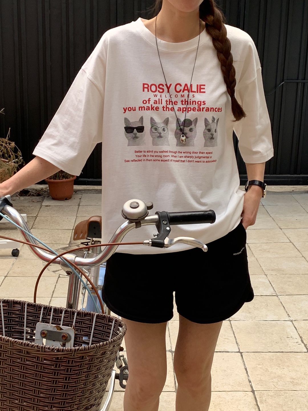 レタリングキャットプリントボクシーTシャツ | 詳細画像2