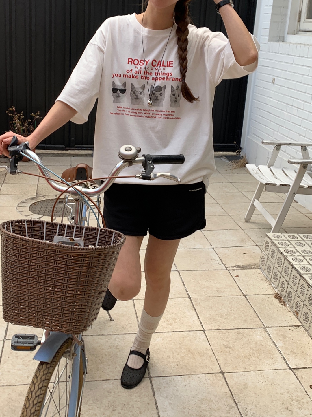 レタリングキャットプリントボクシーTシャツ | 詳細画像3