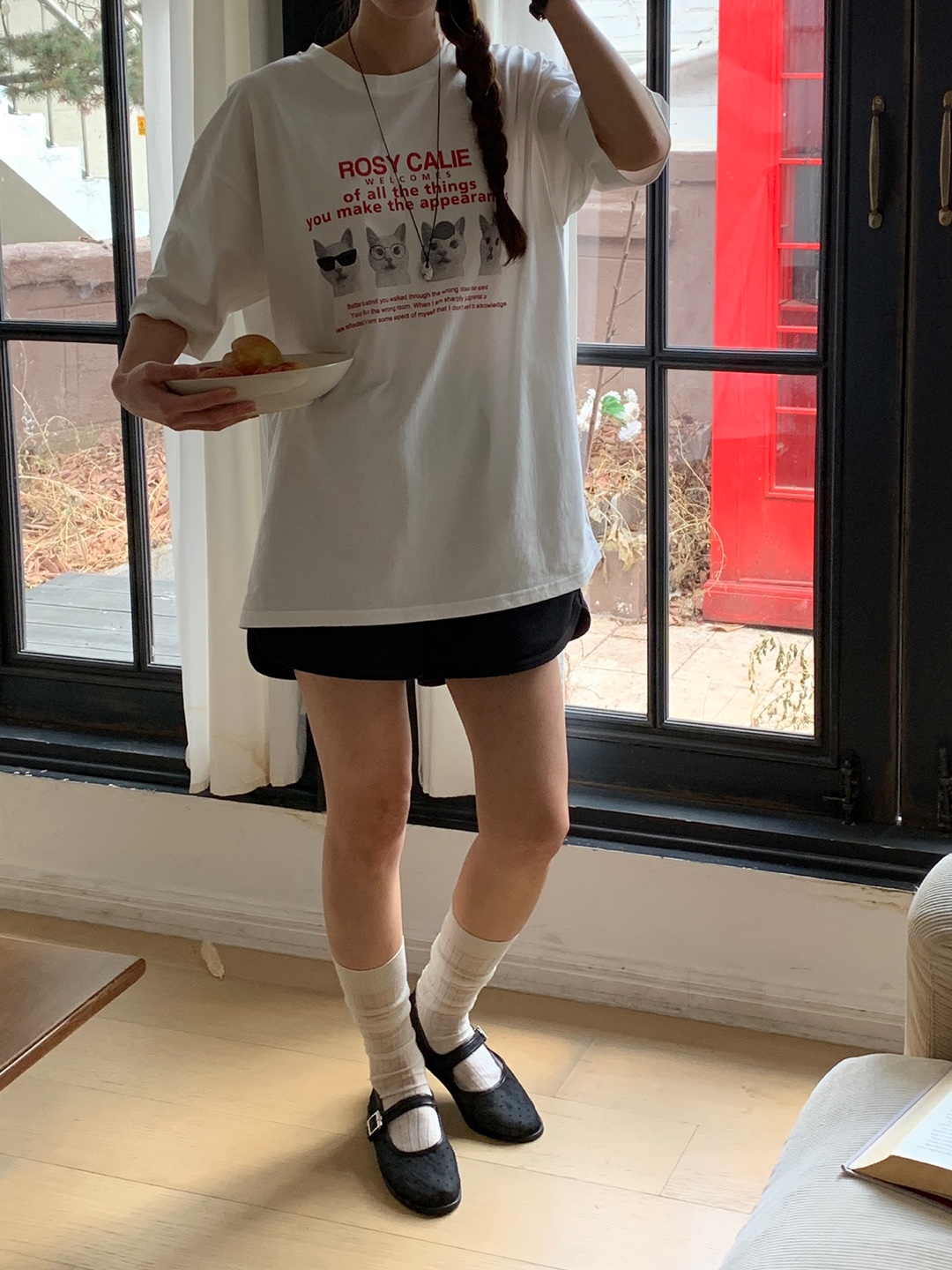 レタリングキャットプリントボクシーTシャツ | 詳細画像5
