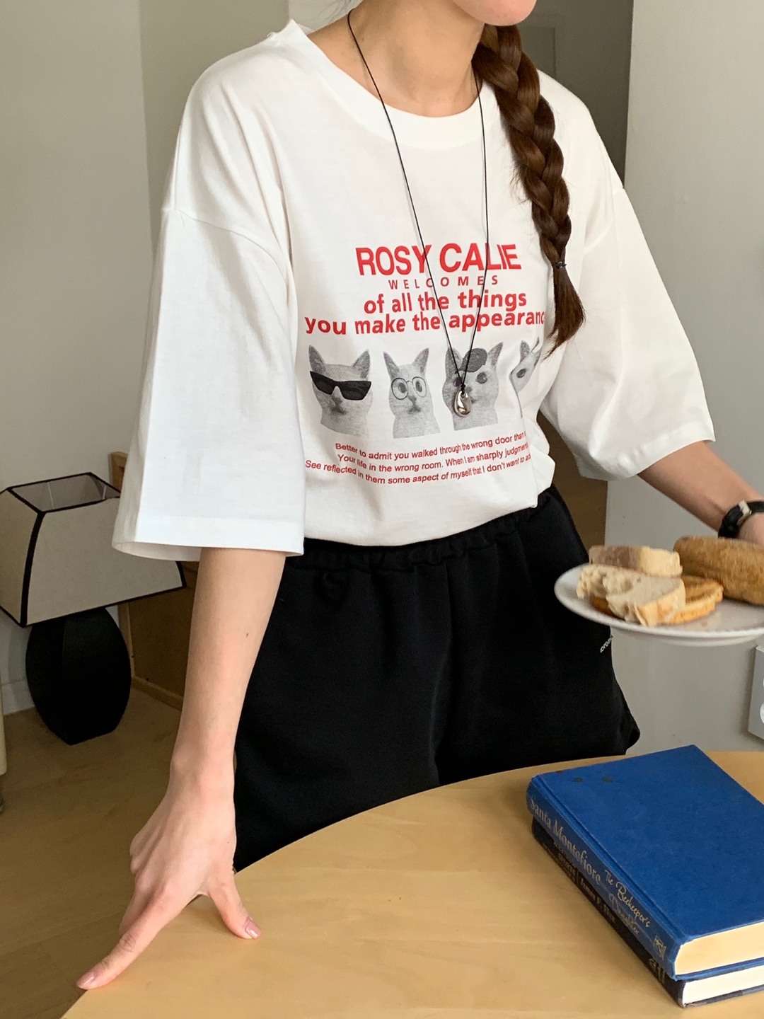 レタリングキャットプリントボクシーTシャツ | 詳細画像11