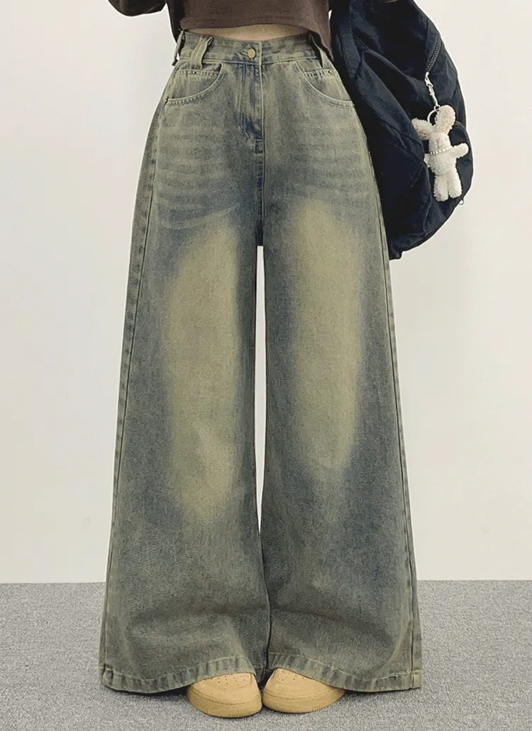 ビンテージウォッシュワイドデニムパンツ | withhuilin | 詳細画像1