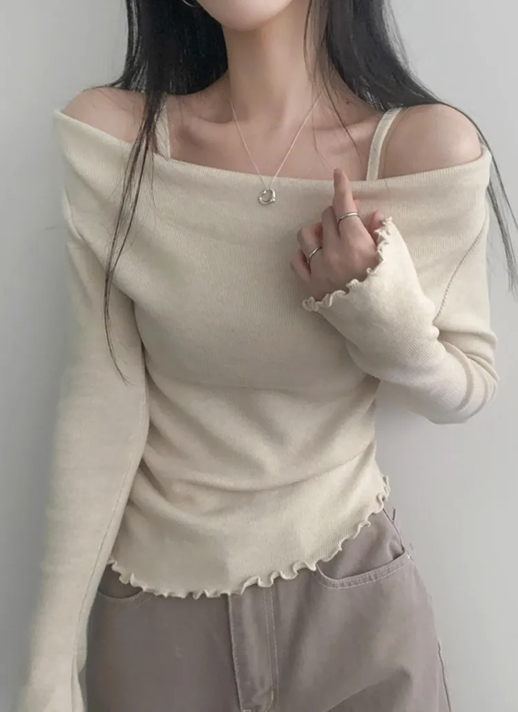 メロウストラップオフショルニット | lilisense | 詳細画像1