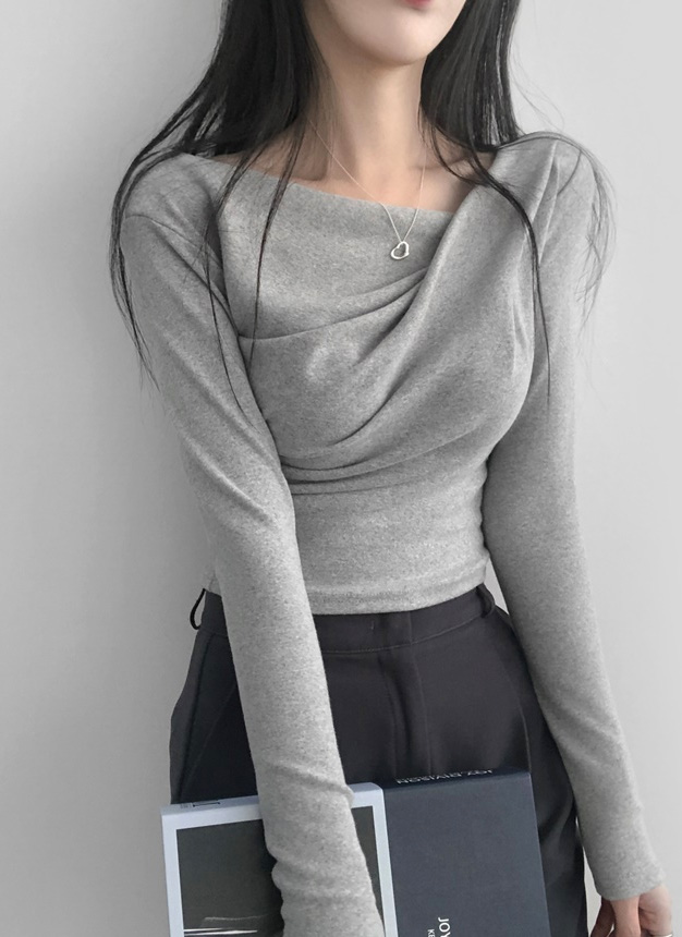 ソフトドレープクロップド長袖Tシャツ | レディースファッション通販