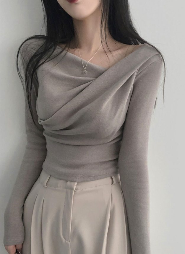 ソフトドレープクロップド長袖Tシャツ | レディースファッション通販