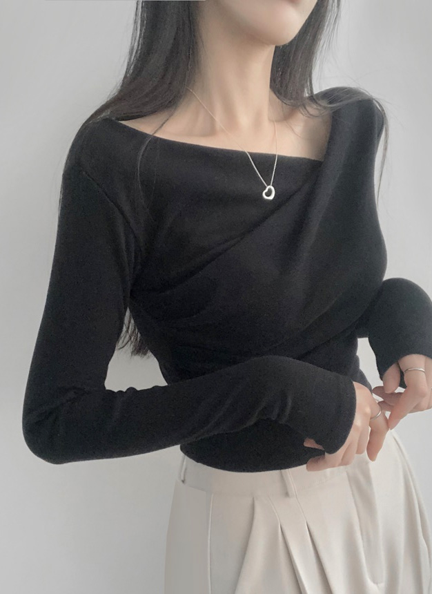 ソフトドレープクロップド長袖Tシャツ | レディースファッション通販