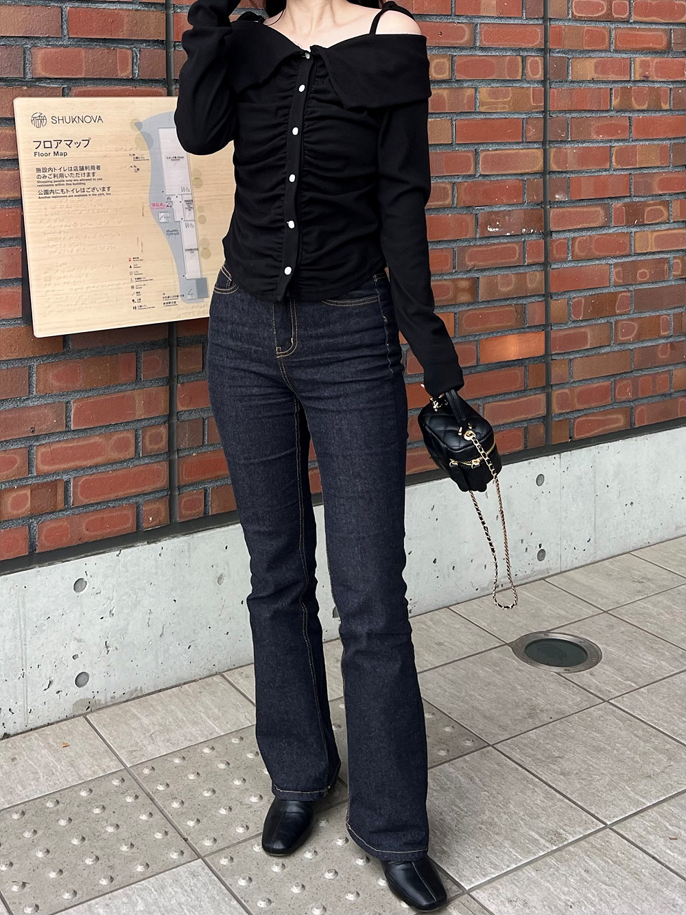 起毛リボンオフショルギャザーボタンTシャツ | 詳細画像12