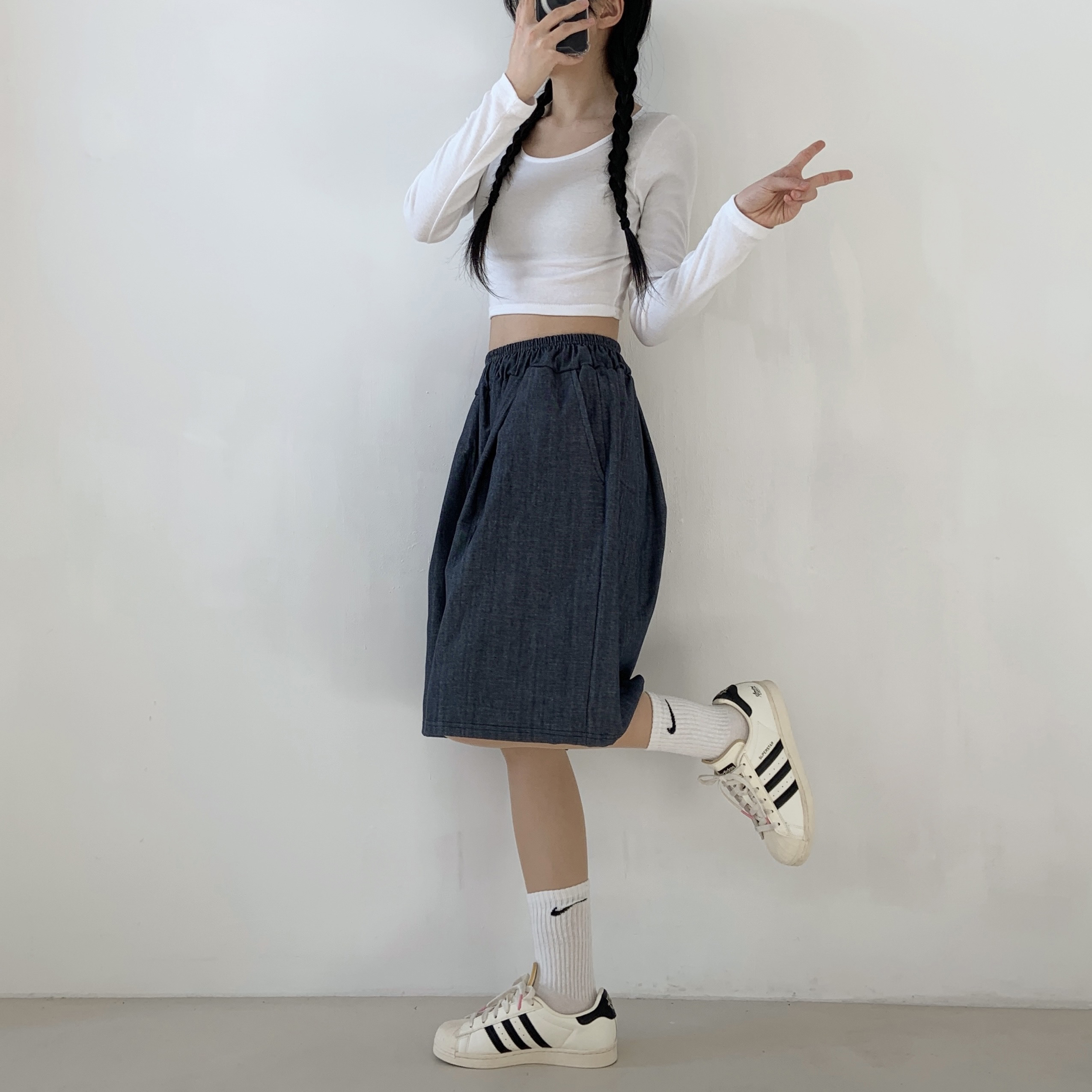 ウエストゴムデニムバミューダパンツ | 詳細画像21