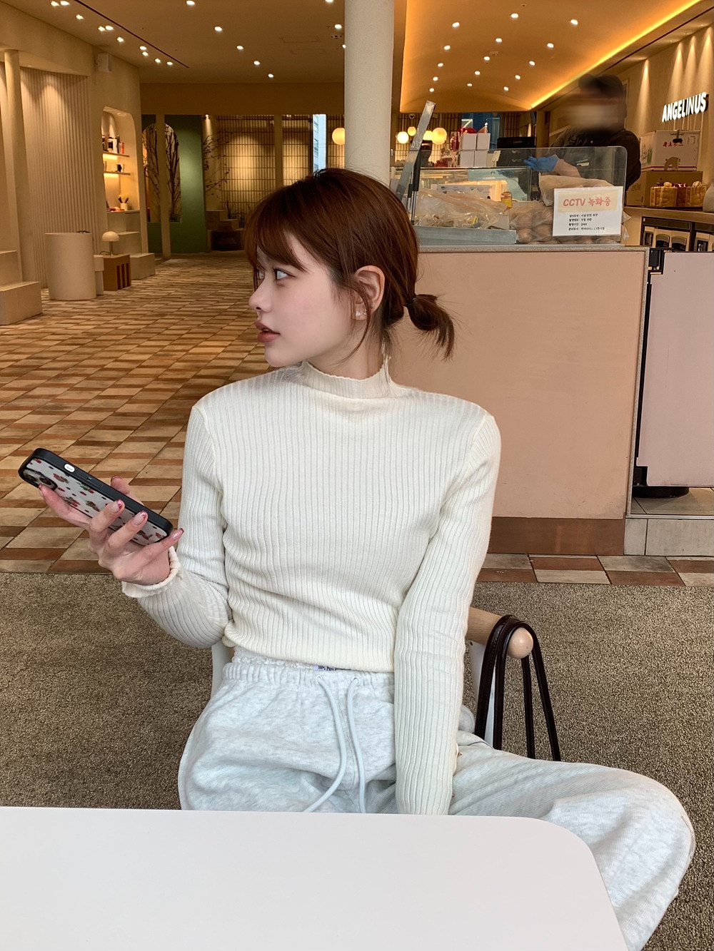 ボタンスリーブリブハーフネックニット | 詳細画像2