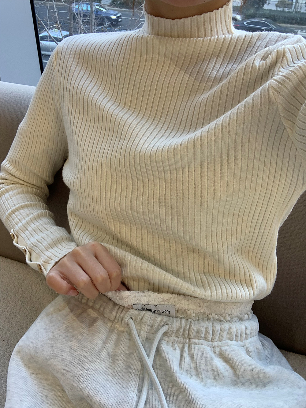 ボタンスリーブリブハーフネックニット | 詳細画像14