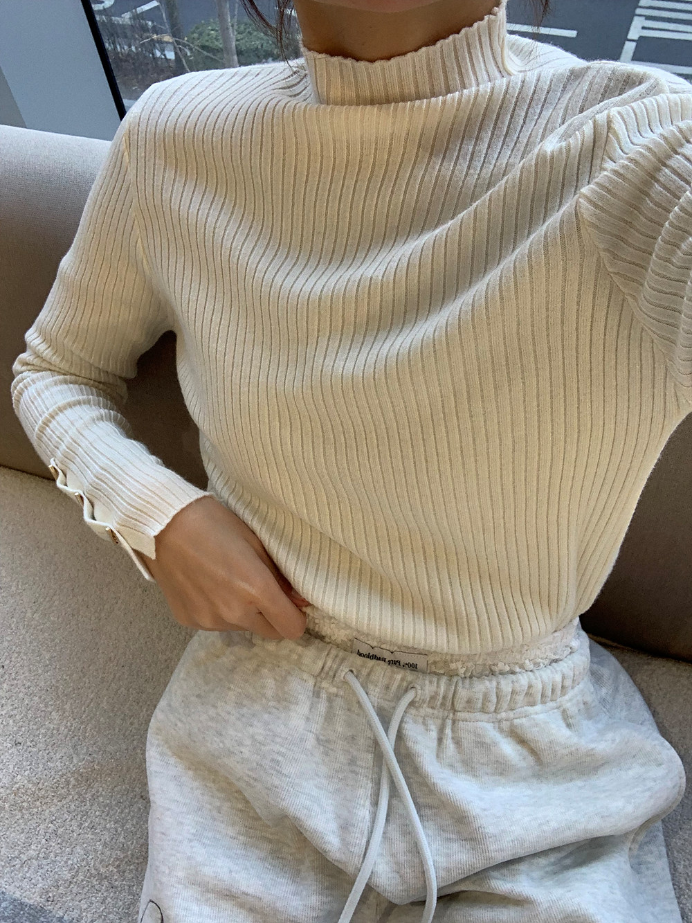 ボタンスリーブリブハーフネックニット | 詳細画像16