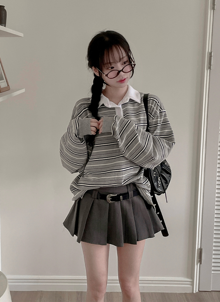 ベルト付ローライズプリーツミニスカートパンツ | レディース